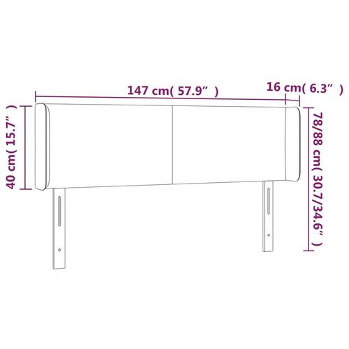 Sengegavl med LED-lys 147x16x78/88 cm kunstlæder sort