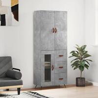 Højskab 69,5x34x180 cm konstrueret træ betongrå