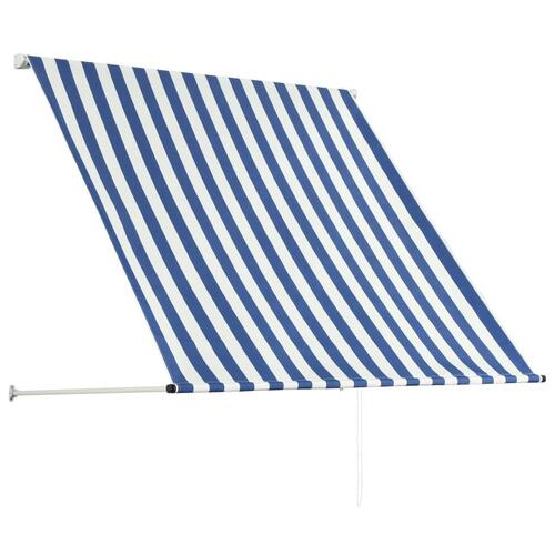 Foldemarkise 100x150 cm blå og hvid