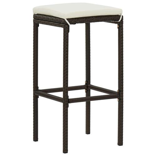Barstole med hynder 6 stk. polyrattan brun