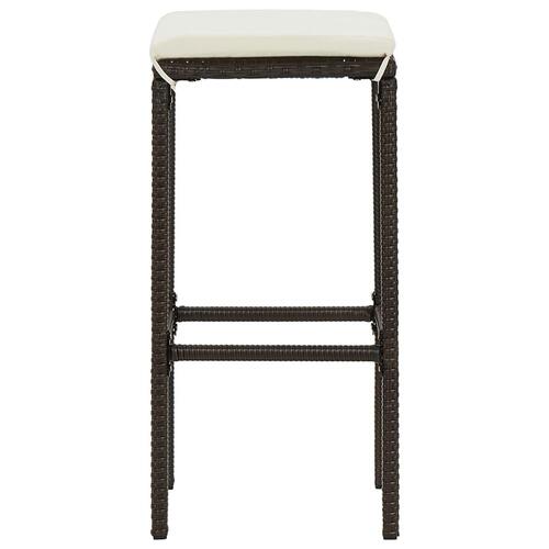 Barstole med hynder 6 stk. polyrattan brun