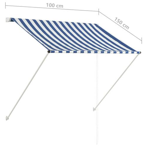 Foldemarkise 100x150 cm blå og hvid