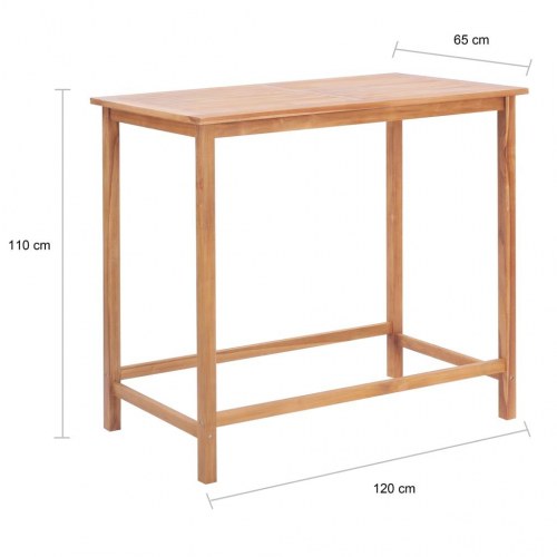 Udendørs barbord 120 x 65 x 110 cm massivt teaktræ