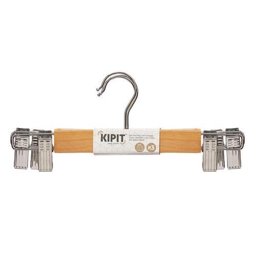 Bøjlesæt Klemmer Brun Sølvfarvet Træ Metal 28,5 x 2,5 x 11,5 cm (24 enheder)