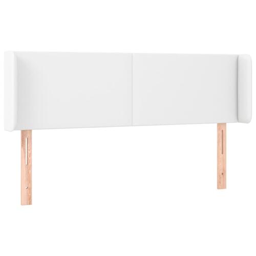 Sengegavl med LED-lys 147x16x78/88 cm kunstlæder hvid