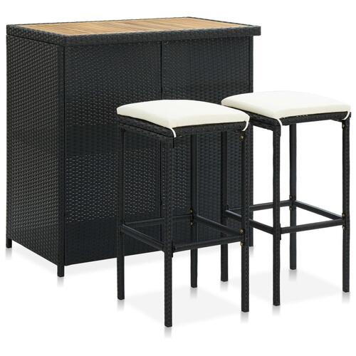 Barsæt 3 dele polyrattan sort