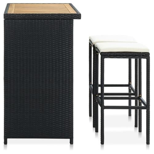 Barsæt 3 dele polyrattan sort