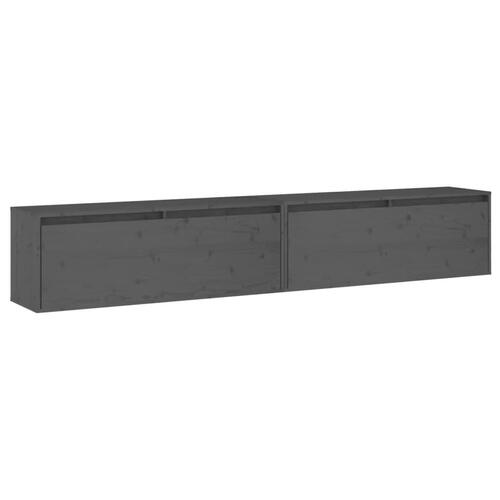 Vægskabe 2 stk. 100x30x35 cm massivt fyrretræ grå