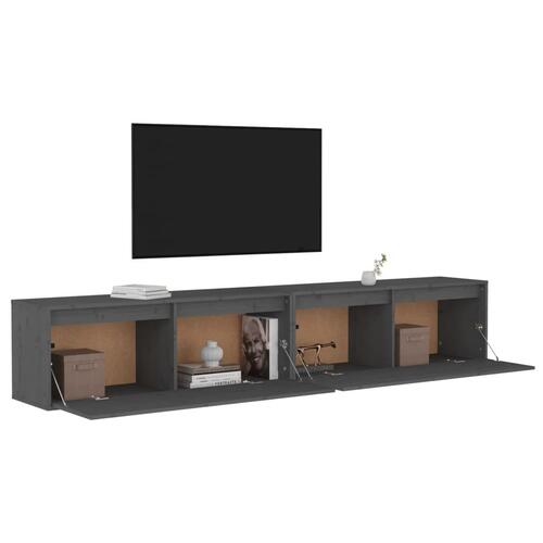 Vægskabe 2 stk. 100x30x35 cm massivt fyrretræ grå