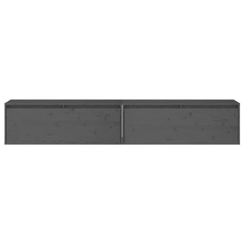 Vægskabe 2 stk. 100x30x35 cm massivt fyrretræ grå