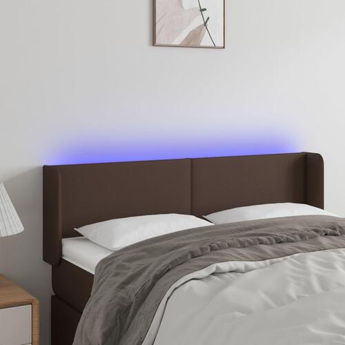 Sengegavl med LED-lys 147x16x78/88 cm kunstlæder brun