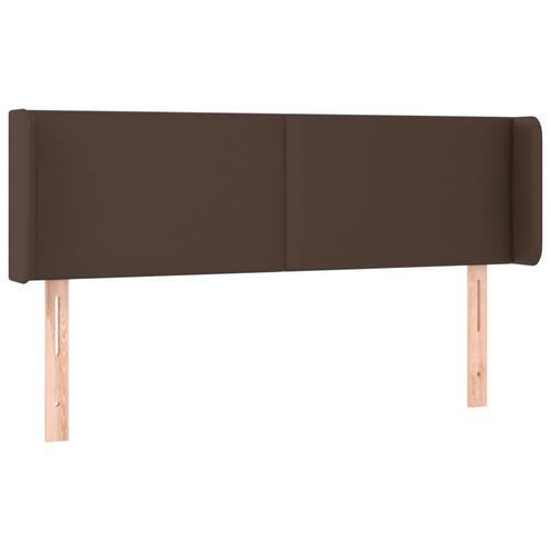Sengegavl med LED-lys 147x16x78/88 cm kunstlæder brun