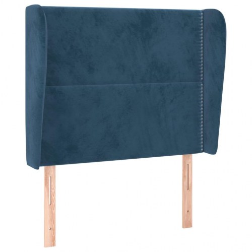 Sengegavl med kanter 93×23×118/128 cm - fløjl, mørkeblå