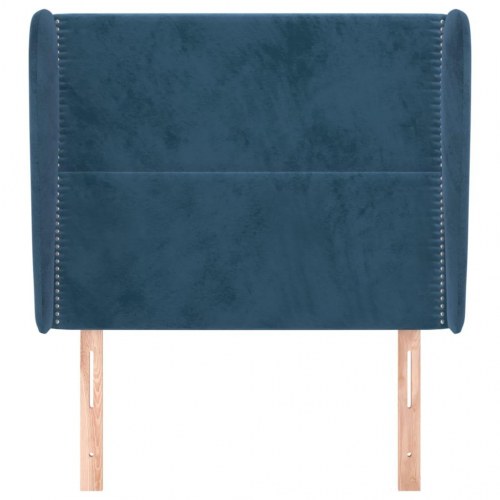 Sengegavl med kanter 93×23×118/128 cm - fløjl, mørkeblå