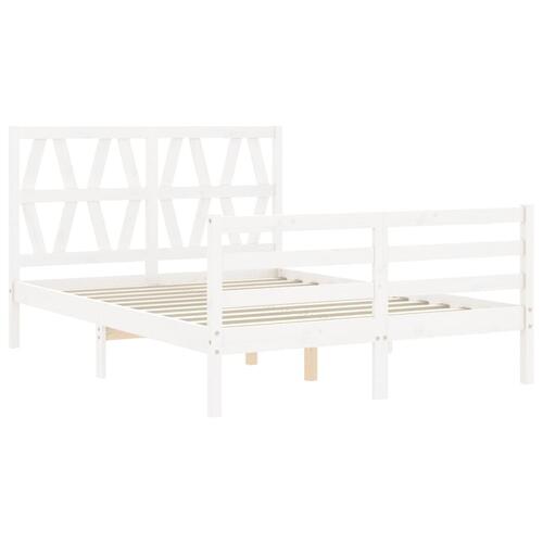 Sengeramme med sengegavl Small Double massivt træ hvid