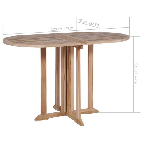 Foldbart havebord 120x70x75 cm massivt teaktræ