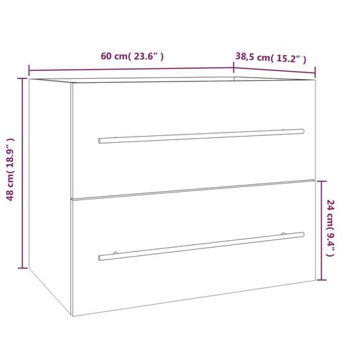 Badeværelsesskab 60x38,5x48 cm konstrueret træ grå sonoma-eg