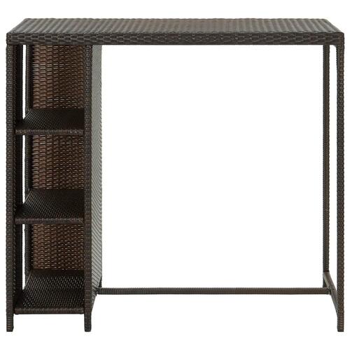 Barbord med opbevaringsstativ 120x60x110 cm polyrattan brun