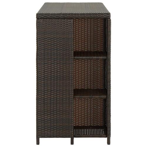 Barbord med opbevaringsstativ 120x60x110 cm polyrattan brun