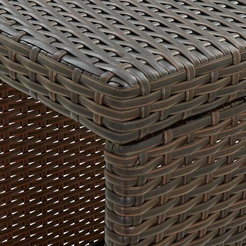 Barbord med opbevaringsstativ 120x60x110 cm polyrattan brun