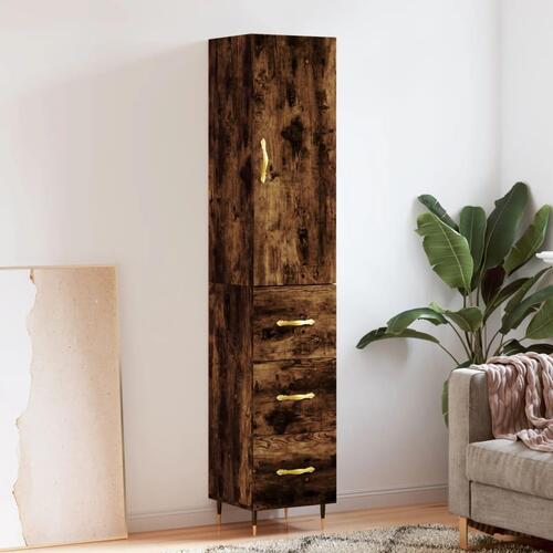 Skab 34,5x34x180 cm konstrueret træ røget egetræ