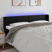 Sengegavl med LED-lys 163x16x78/88 cm kunstlæder sort