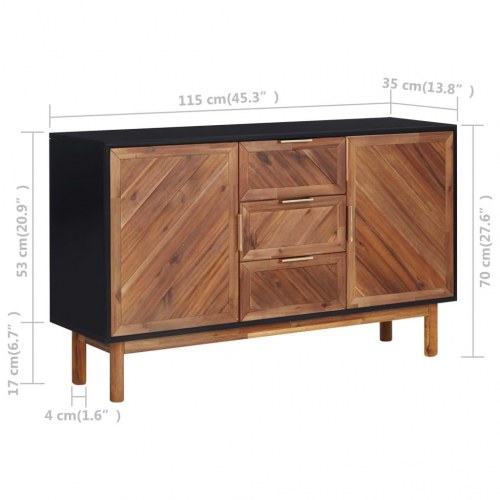 Skænk 115x35x70 cm massivt akacietræ og MDF