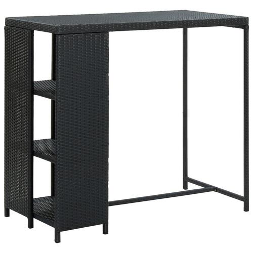 Barbord med opbevaringsstativ 120x60x110 cm polyrattan sort