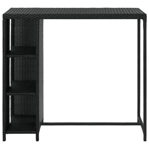 Barbord med opbevaringsstativ 120x60x110 cm polyrattan sort