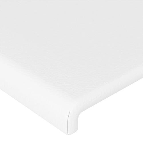 Sengegavl med LED-lys 163x16x78/88 cm kunstlæder hvid