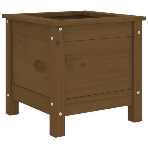 Plantekasse 40x40x39 cm massivt fyrretræ gyldenbrun