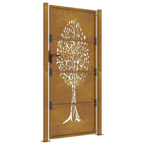 Havelåge 100×175 cm i cortenstål - trædesign, laserskåret