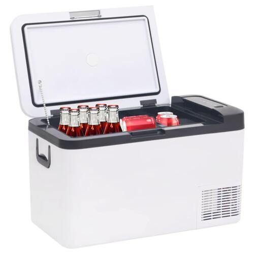 Køleboks med håndtag og adapter 25 l PP og PE sort og hvid
