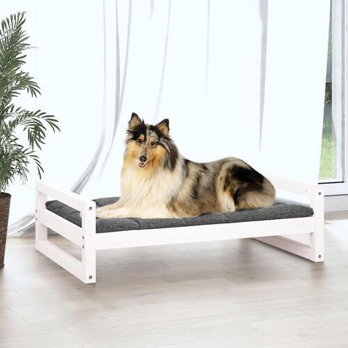 Hundeseng 95,5x65,5x28 cm massivt fyrretræ hvid