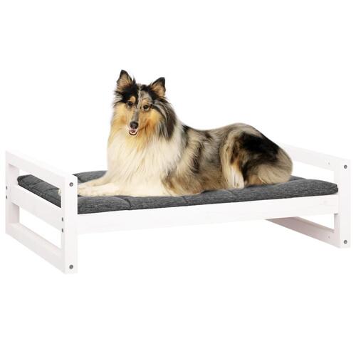 Hundeseng 95,5x65,5x28 cm massivt fyrretræ hvid