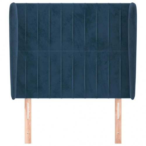 Sengegavl med kanter i fløjl 93 x 23 x 118/128 cm - mørkeblå