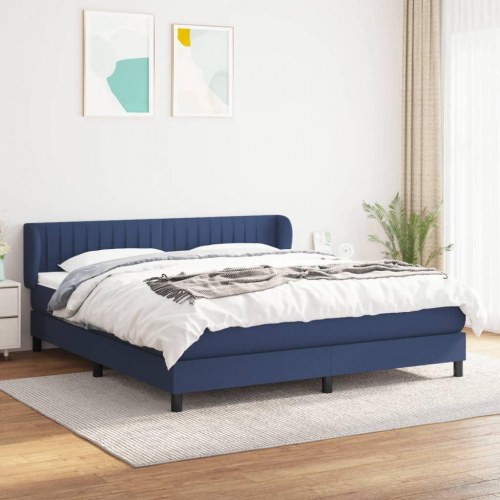 Kontinentalseng med madras 160x200 cm - stof, blå