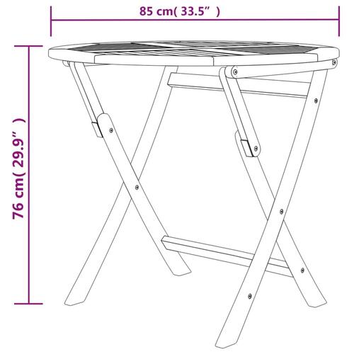 Foldbart havebord 85 x 76 cm massivt teaktræ