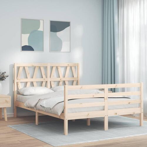 Sengeramme med sengegavl 120x200 cm massivt træ hvid