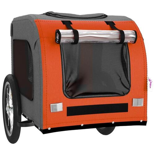 Cykeltrailer til kæledyr oxfordstof og jern orange og grå