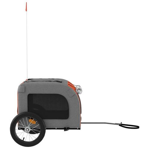 Cykeltrailer til kæledyr oxfordstof og jern orange og grå