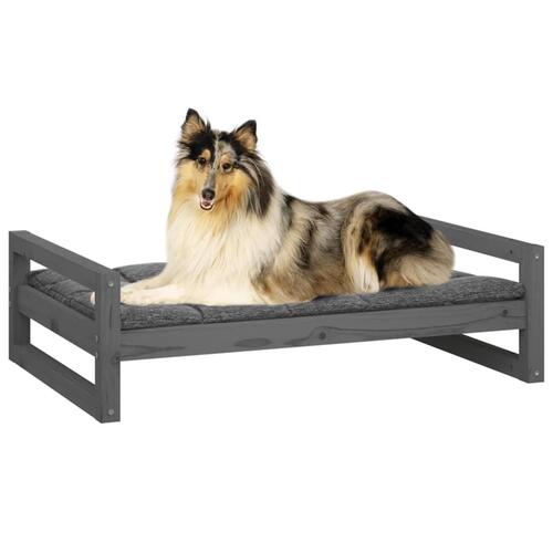 Hundeseng 95,5x65,5x28 cm massivt fyrretræ grå