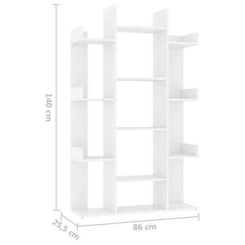 Bogreol 86x25,5x140 cm konstrueret træ hvid