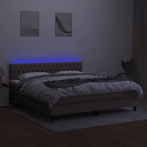 Kontinentalseng med LED-lys 160×200 cm - stof gråbrun