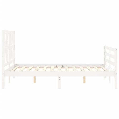 Sengeramme med sengegavl 120x200 cm massivt træ hvid