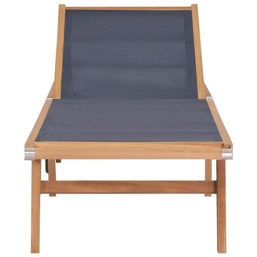 Foldbar liggestol med hjul massivt teak og textilene