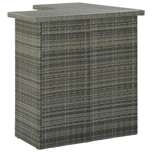 Barbord til hjørne 100x50x105 cm polyrattan grå