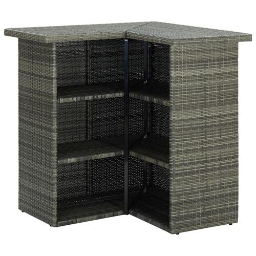 Barbord til hjørne 100x50x105 cm polyrattan grå