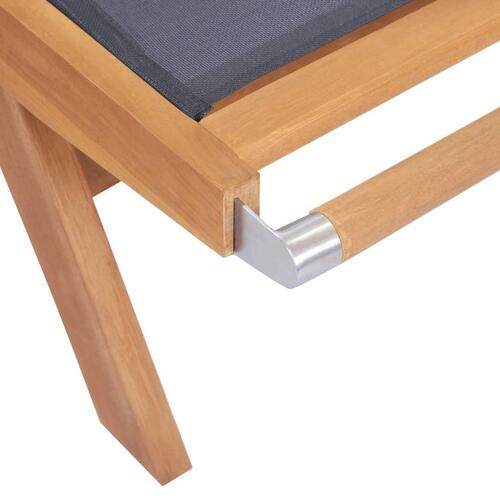 Foldbar liggestol med hjul massivt teak og textilene