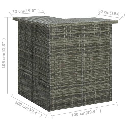 Barbord til hjørne 100x50x105 cm polyrattan grå